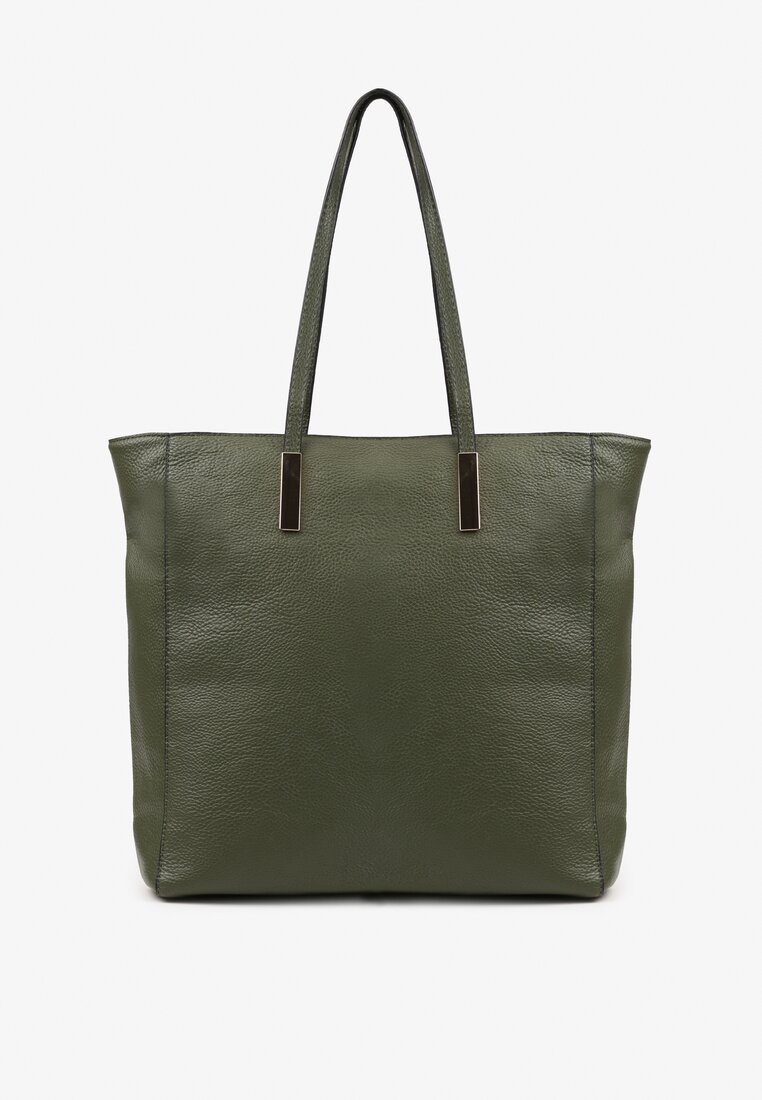 Zielona Dwukomorowa Torebka Typu Shopper z Dodatkowymi Kieszonkami Jalabina
