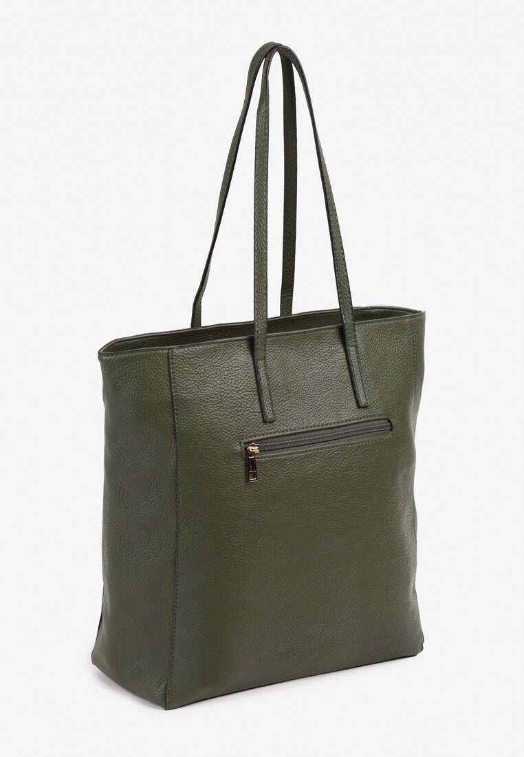 Zielona Dwukomorowa Torebka Typu Shopper z Dodatkowymi Kieszonkami Jalabina