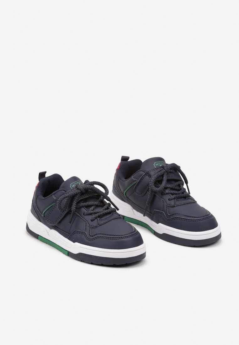 Granatowe Buty Sportowe Sneakersy na Grubej Podeszwie z Zapięciem na Rzep Avasoni