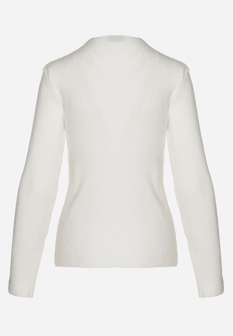 Jasnobeżowy Sweter w Klasycznym Stylu z Dekoltem w Łódkę Zinvirra