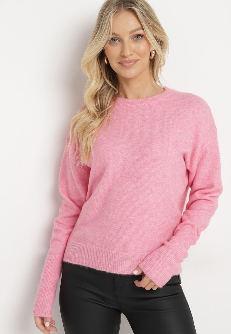 Różowy Sweter z Domieszką Wełny Parizia