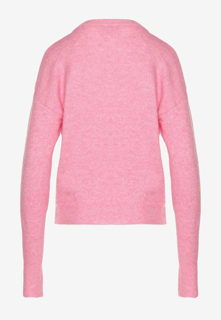 Różowy Sweter z Domieszką Wełny Parizia