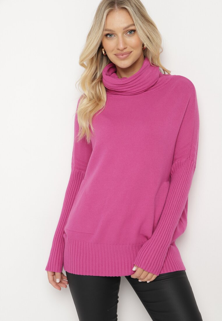 Pulover pe gât Fucsia