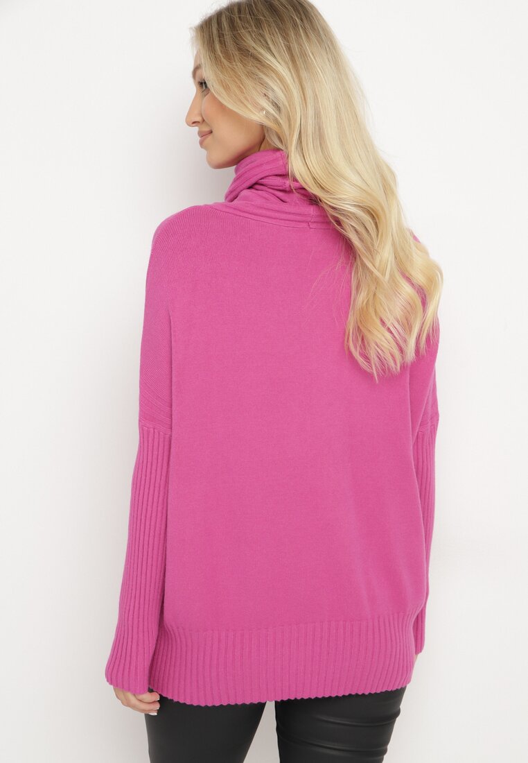 Pulover pe gât Fucsia