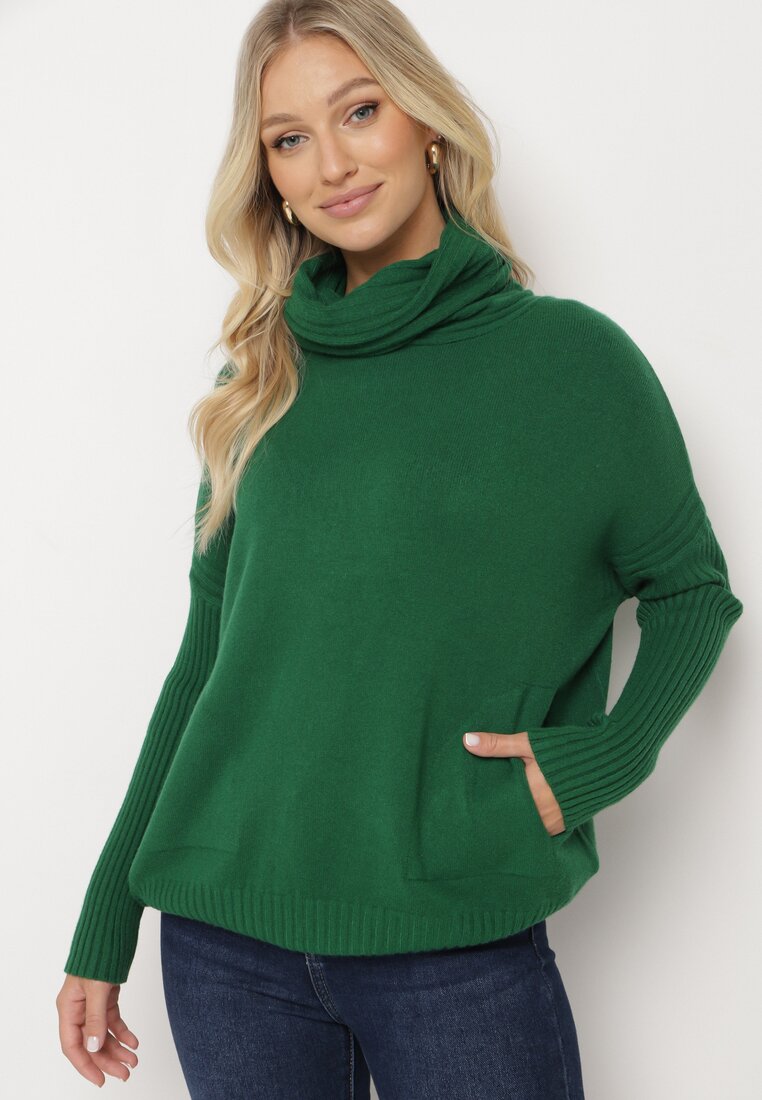 Pulover pe gât Verde închis