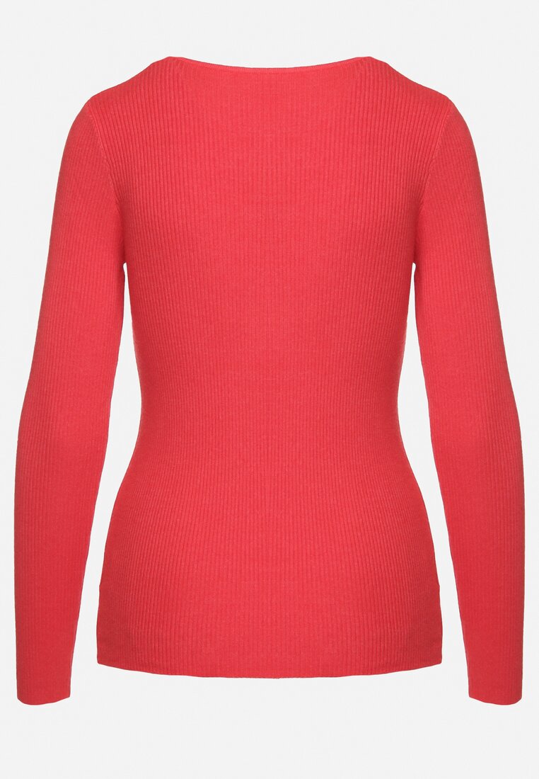 Czerwony Sweter Ozdobiony Metalowymi Napami Corettina