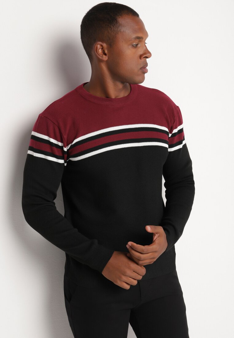 Pulover Negru cu bordo