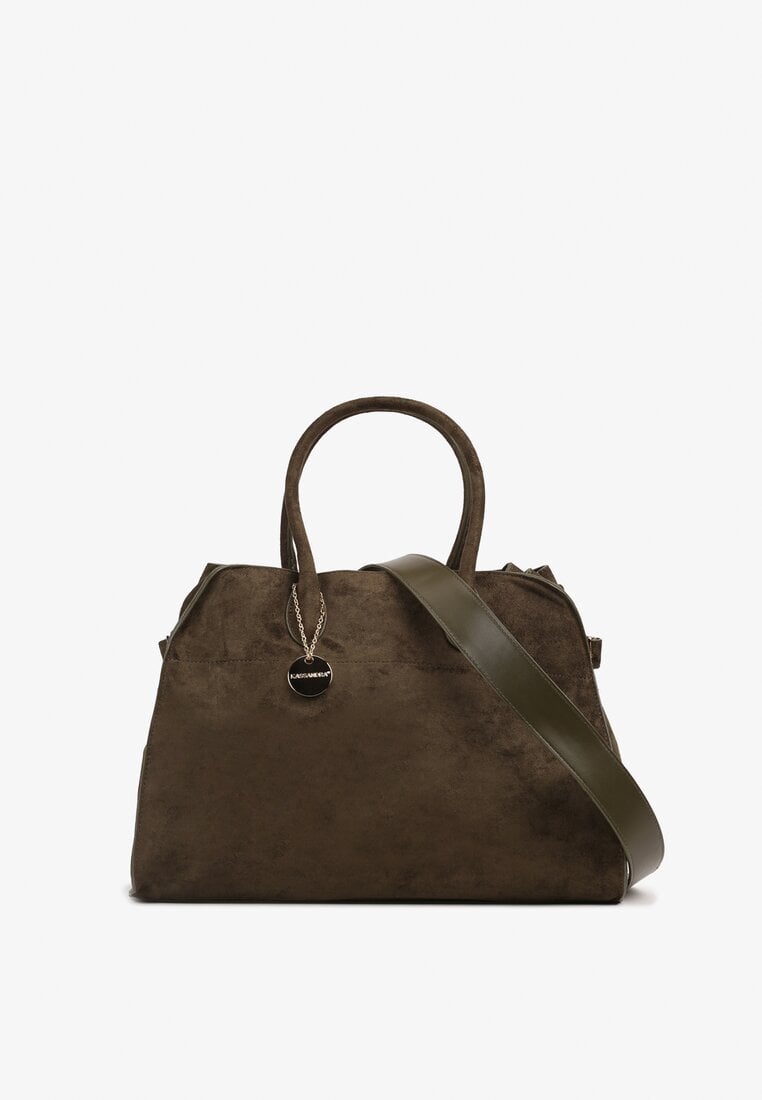 Zielona Jednokomorowa Torebka z Rączką Breloczkiem i Dodatkowym Paskiem Tinetra