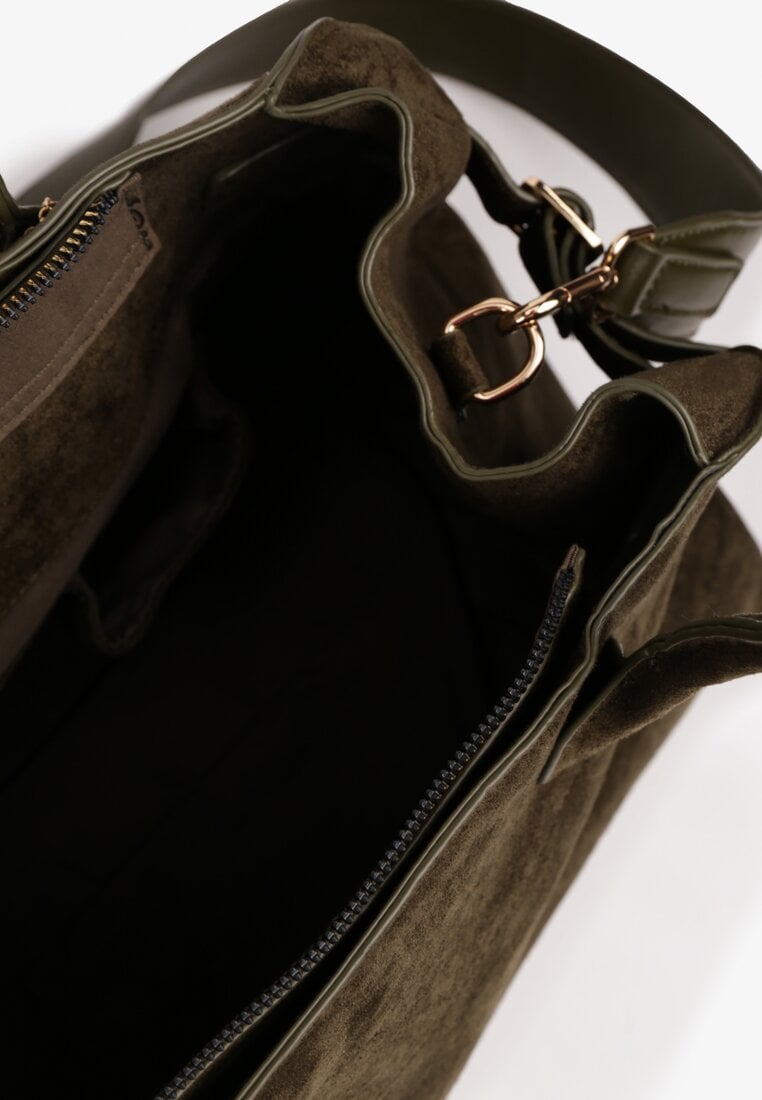 Zielona Jednokomorowa Torebka z Rączką Breloczkiem i Dodatkowym Paskiem Tinetra