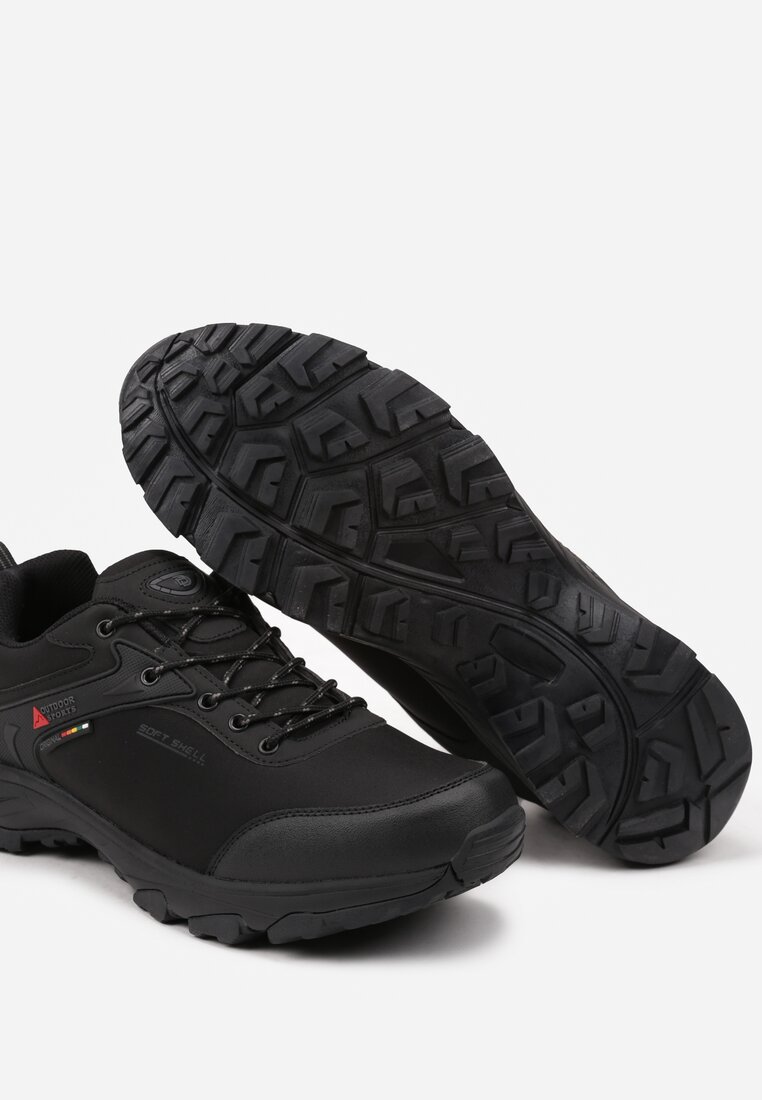 Czarne Sznurowane Buty Sportowe Sneakersy Ozdobione Tłoczeniem i Napisami Asinthea