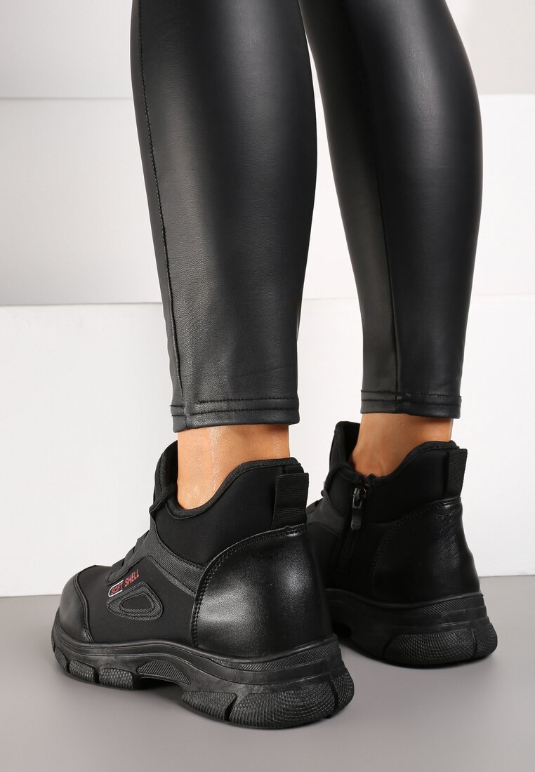 Czarne Sneakersy za Kostkę w Trekkingowym Stylu Tharira