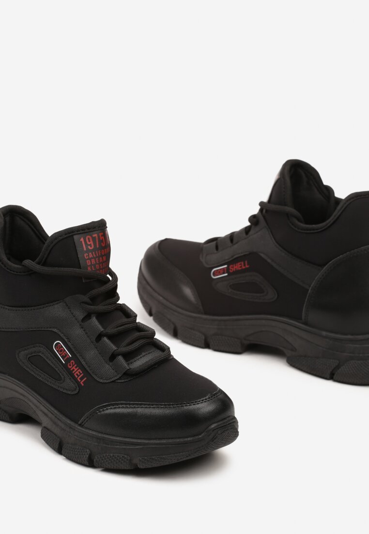 Czarne Sneakersy za Kostkę w Trekkingowym Stylu Tharira