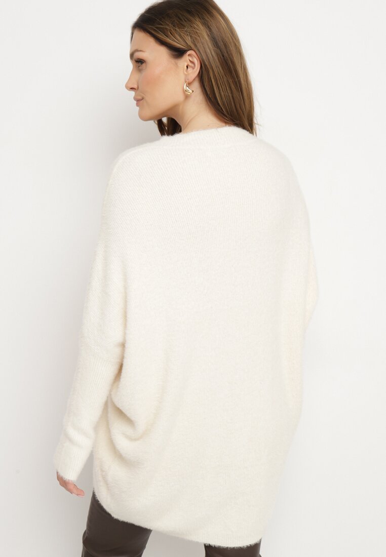 Beżowy Sweter z Kaszmirem w Stylu Nietoperza Edionira