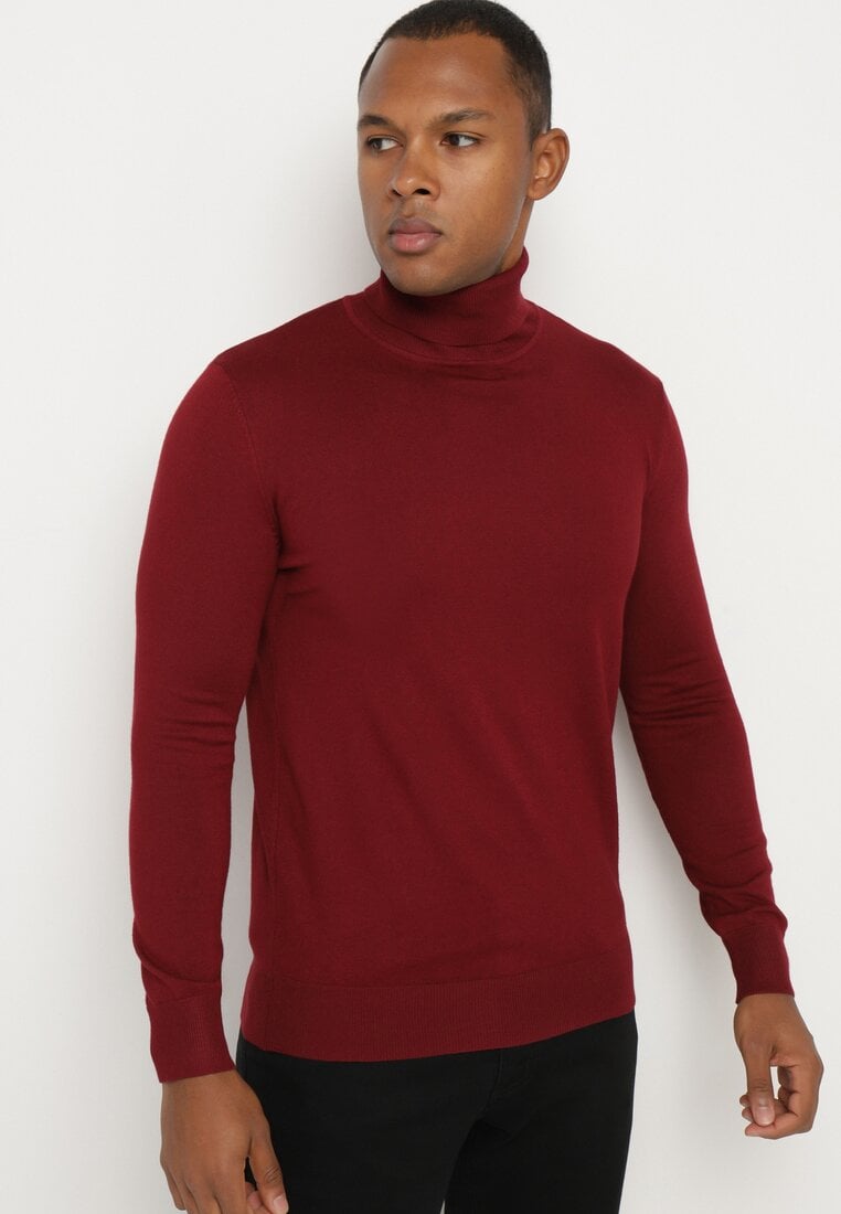 Bordowy Wiskozowy Golf o Klasycznym Kroju Reaniethra