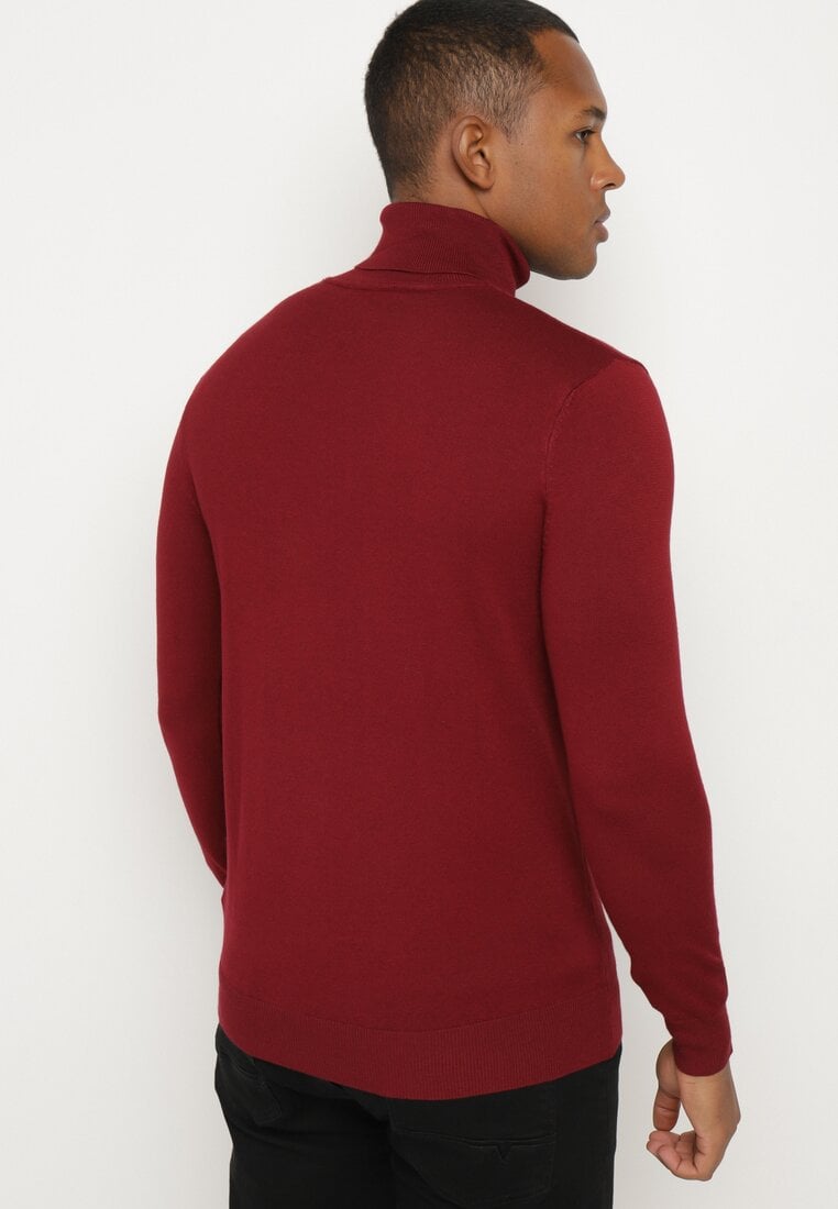 Bordowy Wiskozowy Golf o Klasycznym Kroju Reaniethra