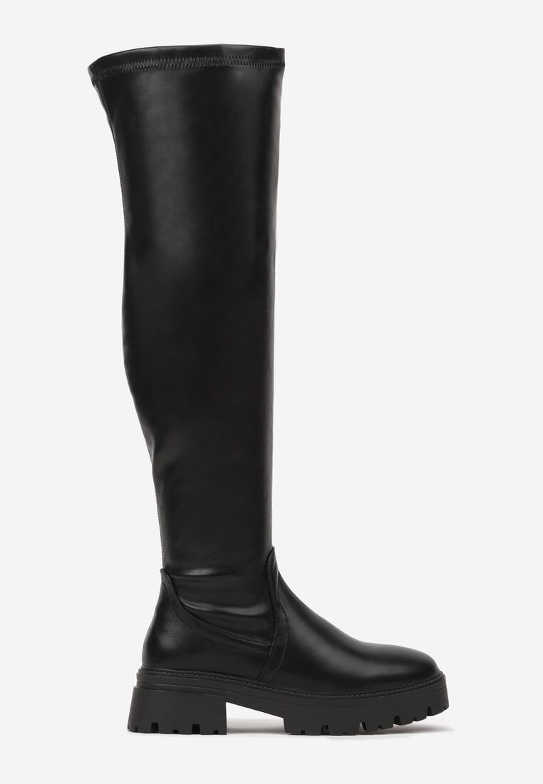 Czarne Kozaki o Dopasowanej Cholewce za Kolano Resirra