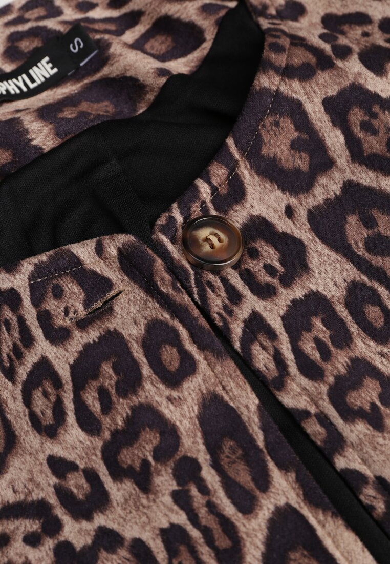 Beżowa Marynarka w Panterkę w Stylu Retro Enadra