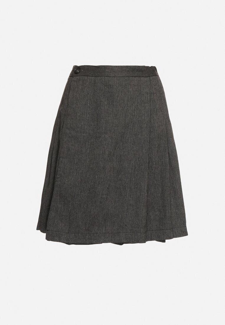 Szara Spódnica w Stylu Preppy z Szerokimi Plisami Enaliea