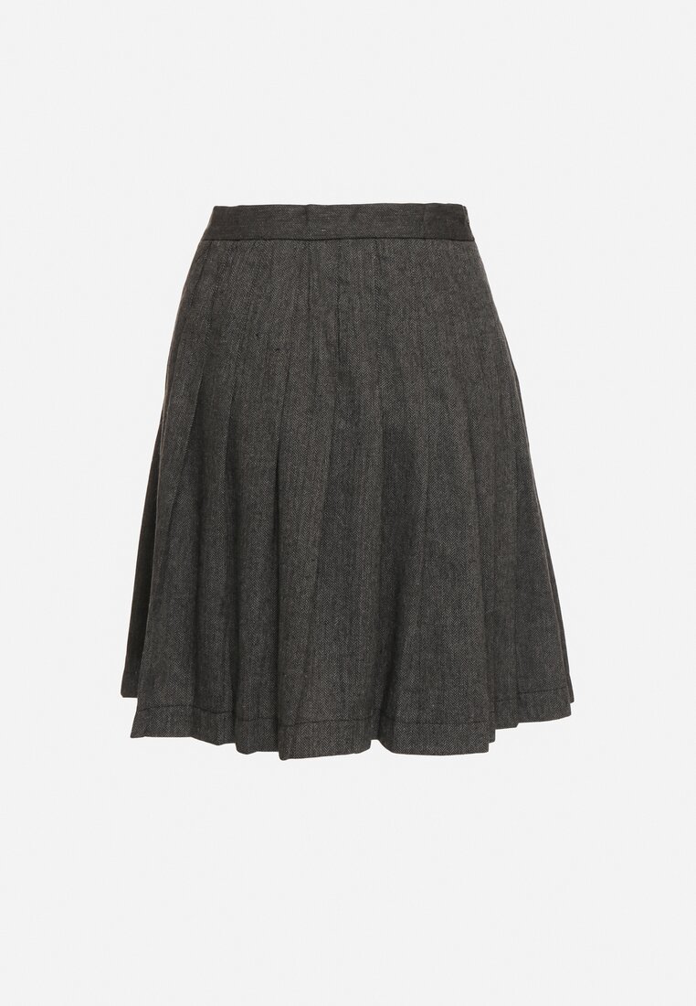 Szara Spódnica w Stylu Preppy z Szerokimi Plisami Enaliea