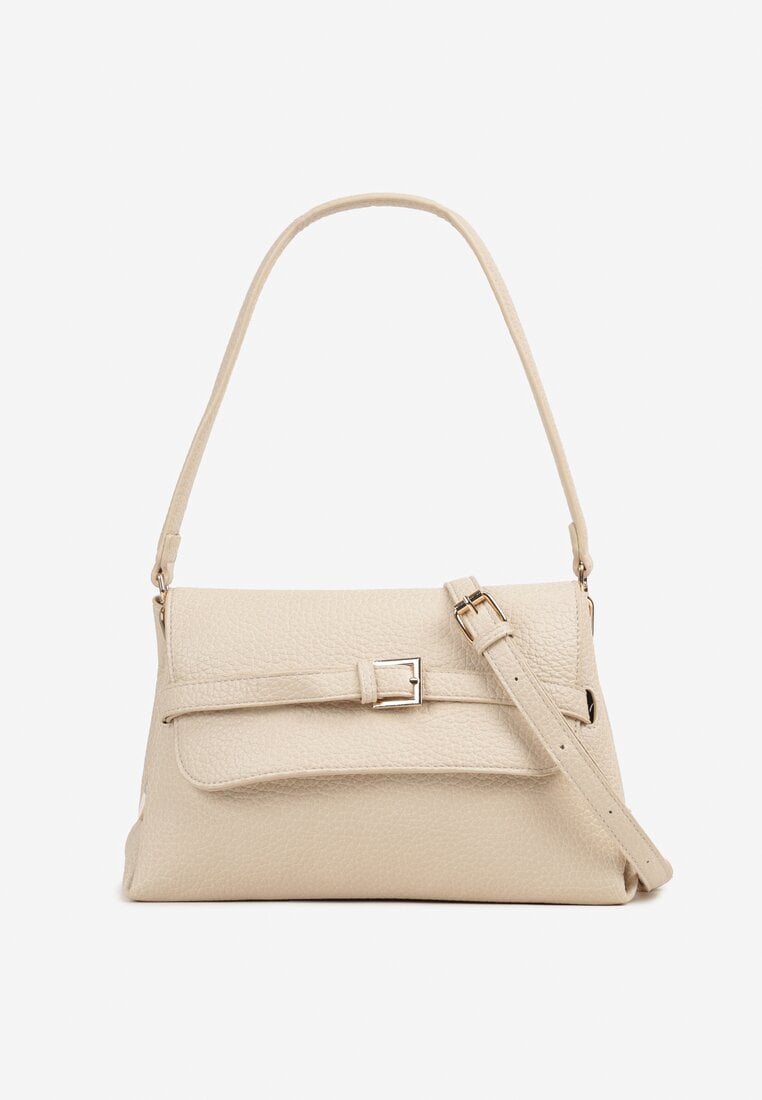 Beżowa Elegancka Torebka Listonoszka z Rączką i Dodatkowym Paskiem Seamoria