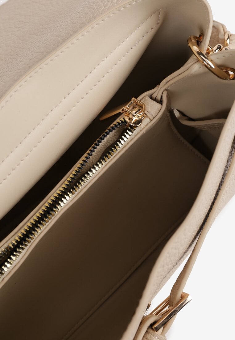 Beżowa Elegancka Torebka Listonoszka z Rączką i Dodatkowym Paskiem Seamoria