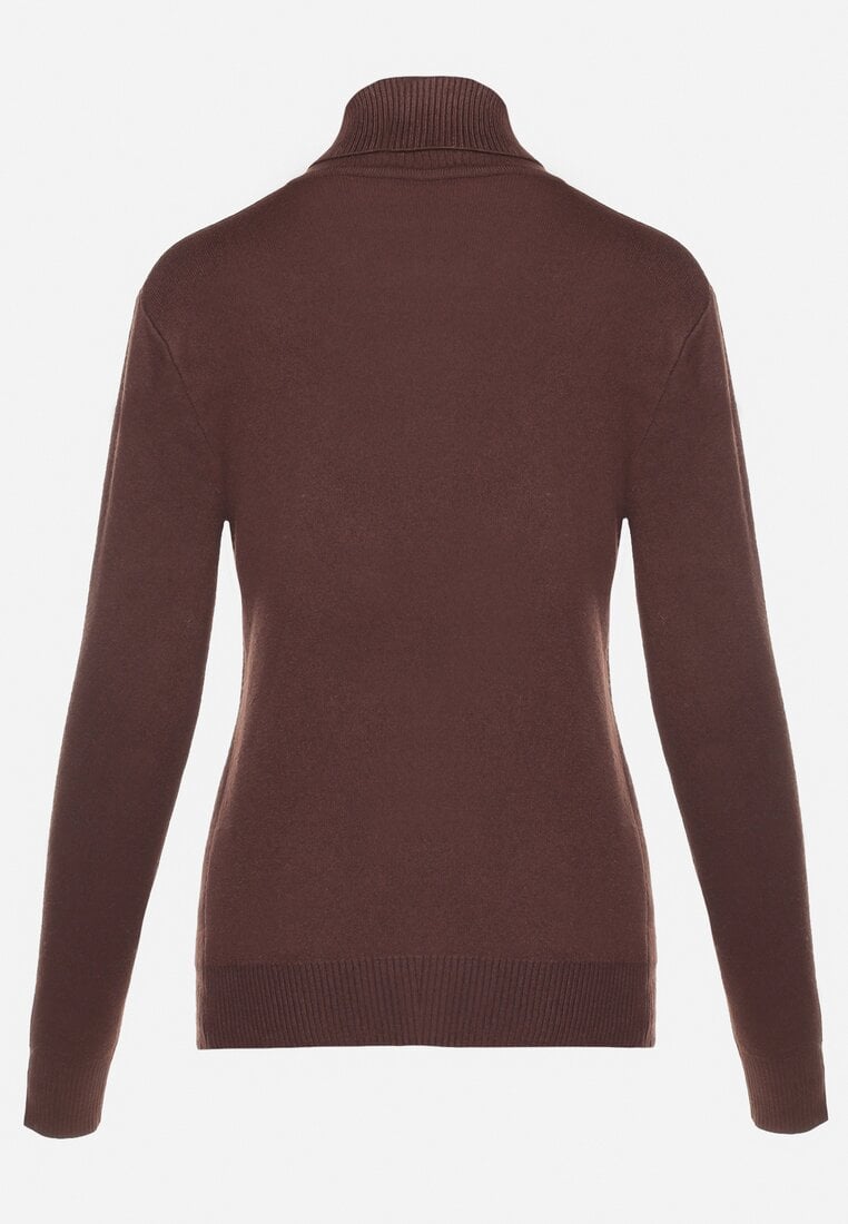 Brązowy Golf z Wełną o Klasycznym Fasonie Zozilya