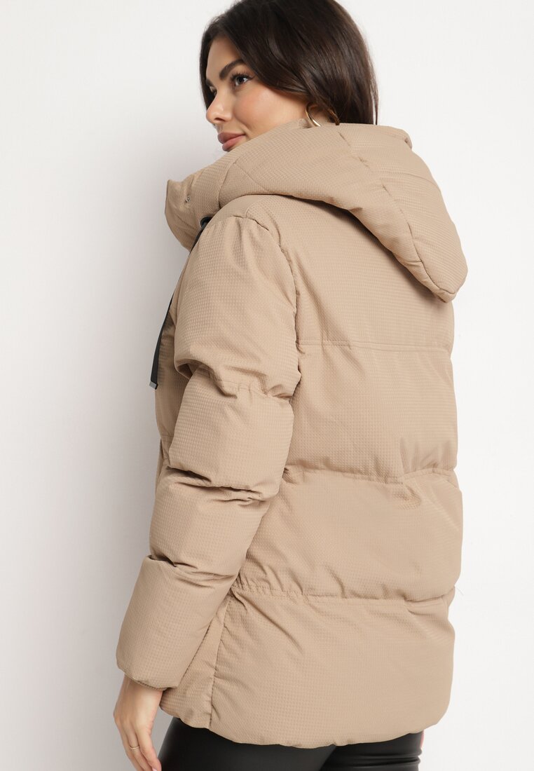 Ciemnobeżowa Kurtka Pikowana z Kapturem Vertigara