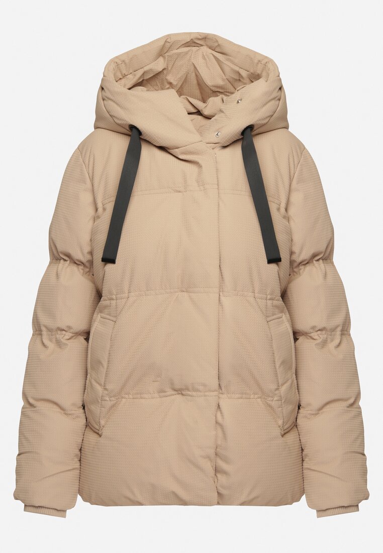 Ciemnobeżowa Kurtka Pikowana z Kapturem Vertigara