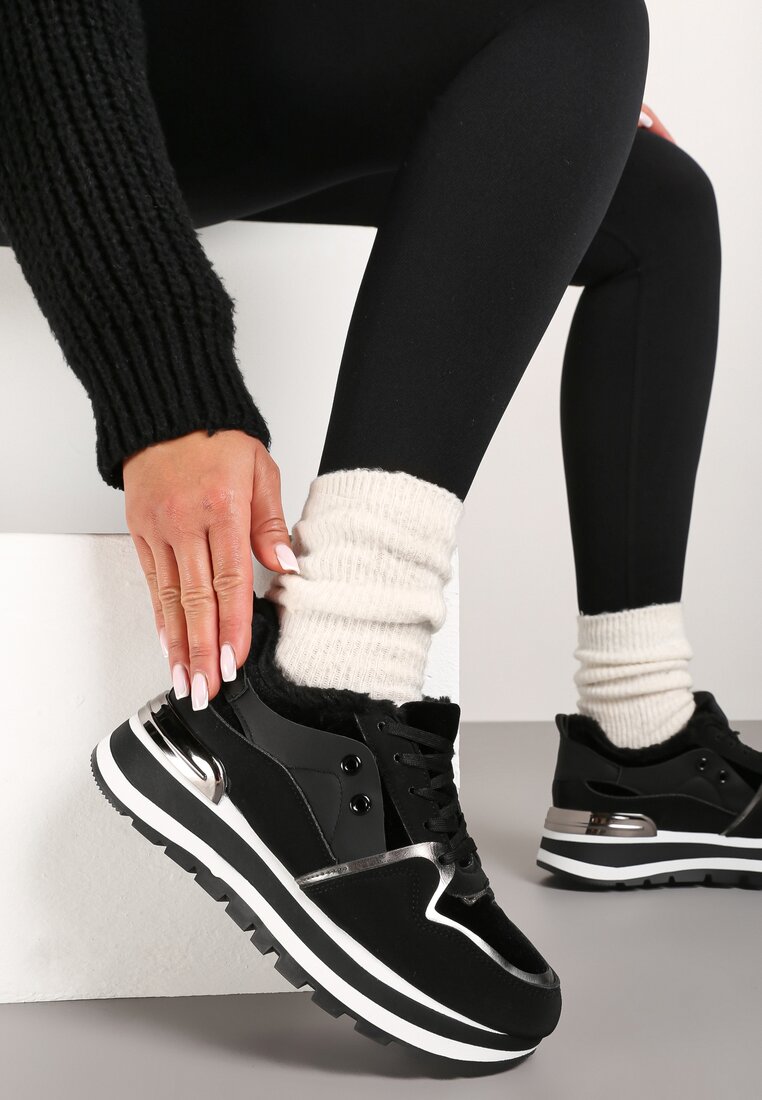 Czarne Zimowe Sneakersy Ocieplone Futerkiem Vertirani