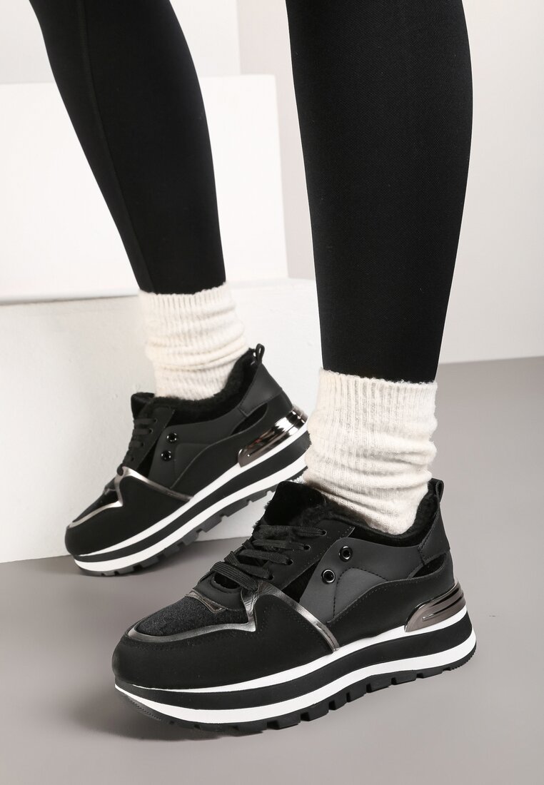 Czarne Zimowe Sneakersy Ocieplone Futerkiem Vertirani
