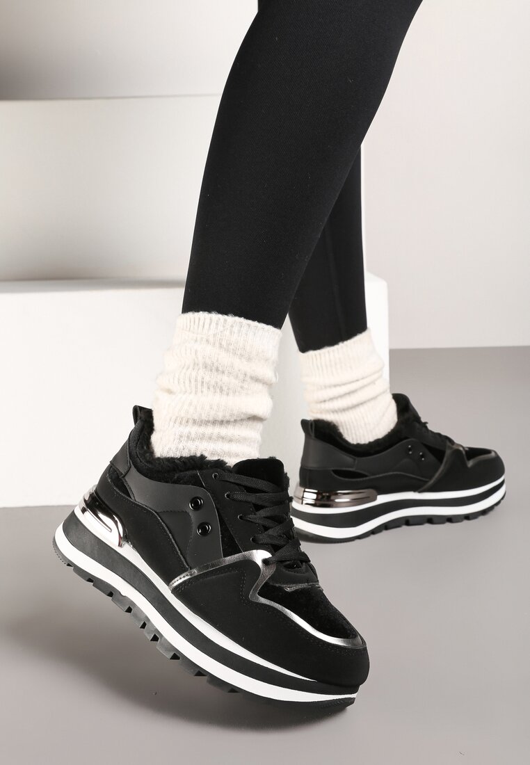 Czarne Zimowe Sneakersy Ocieplone Futerkiem Vertirani