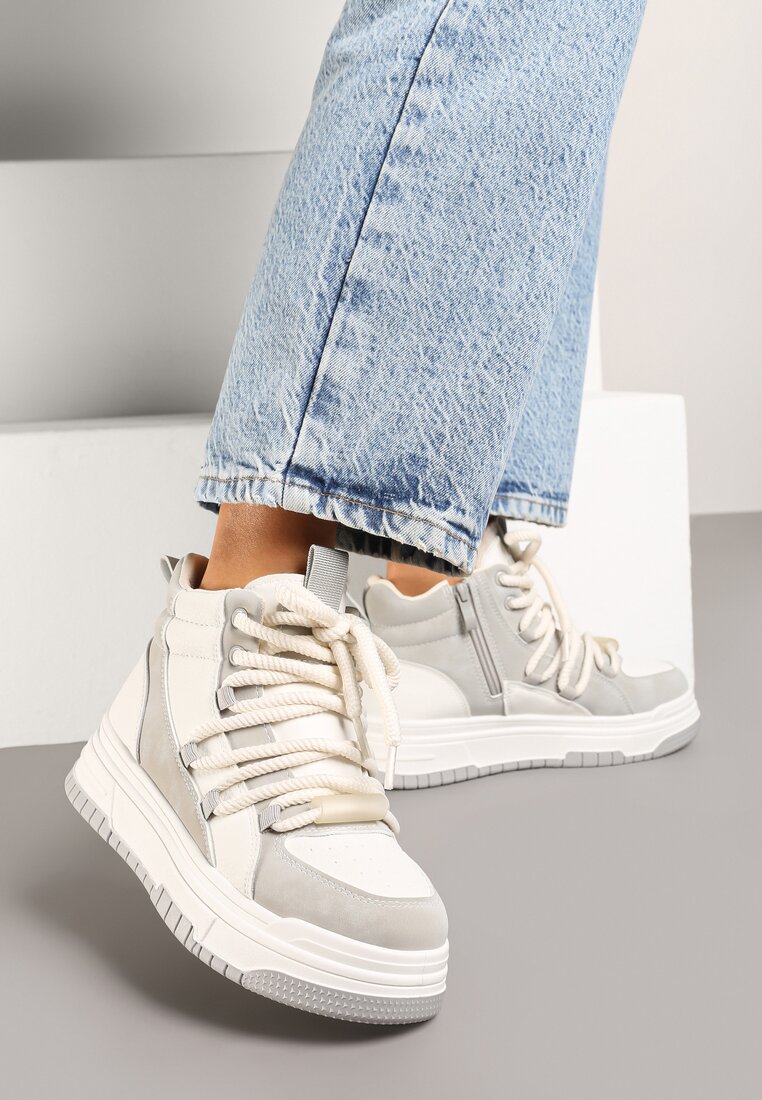 Sneakers Gri cu alb