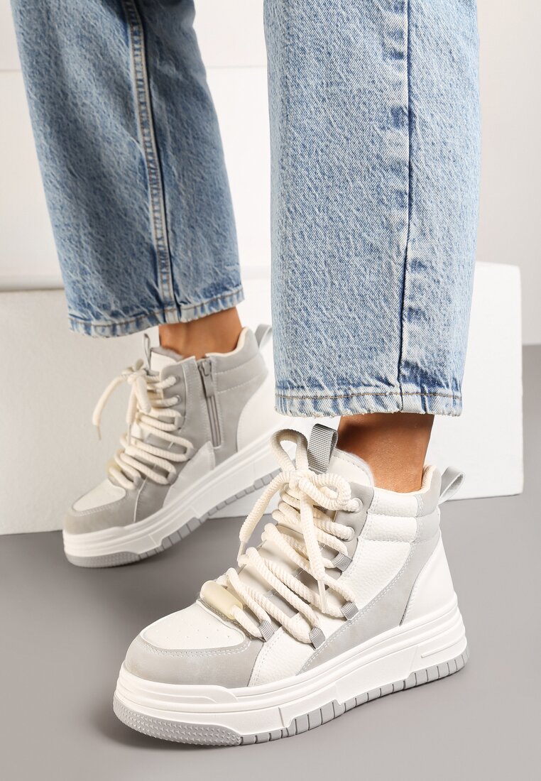 Sneakers Gri cu alb