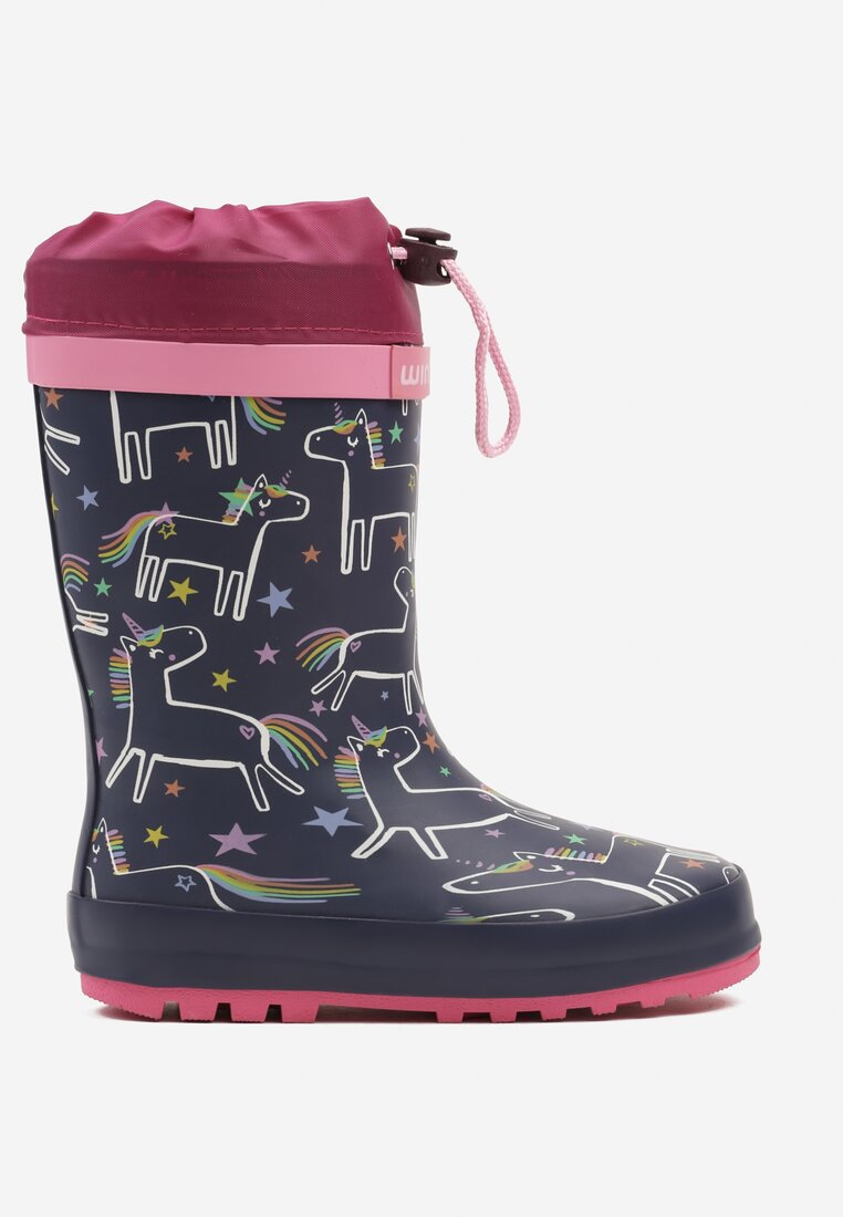 Cizme de cauciuc  Bleumarin cu fucsia