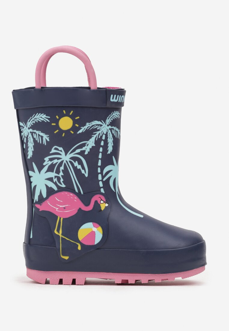 Cizme de cauciuc  Bleumarin cu fucsia
