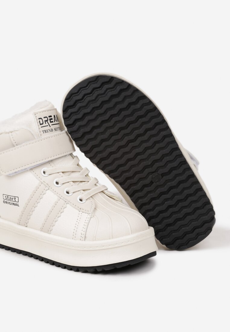 Białe Botki w Stylu Sneakersów z Futrzaną Wyściółką Parlemi