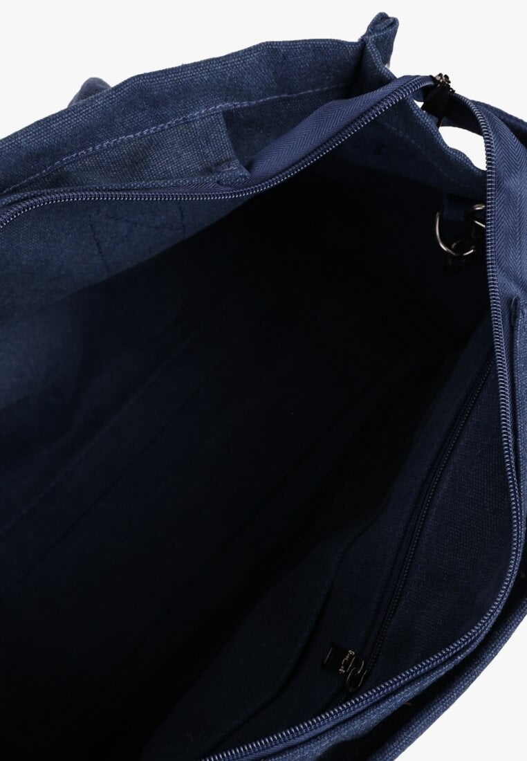 Granatowa Pleciona Torebka Shopper Seviola