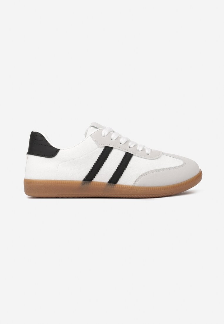 Białe Sneakersy z Imitacji Zamszu na Płaskiej Podeszwie Memeriana