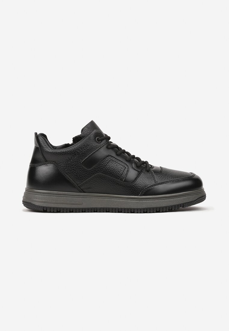 Czarne Płaskie Buty Sportowe Sneakersy z Napisem i Sznurowaniem Adelanise