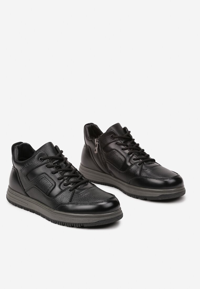 Czarne Płaskie Buty Sportowe Sneakersy z Napisem i Sznurowaniem Adelanise