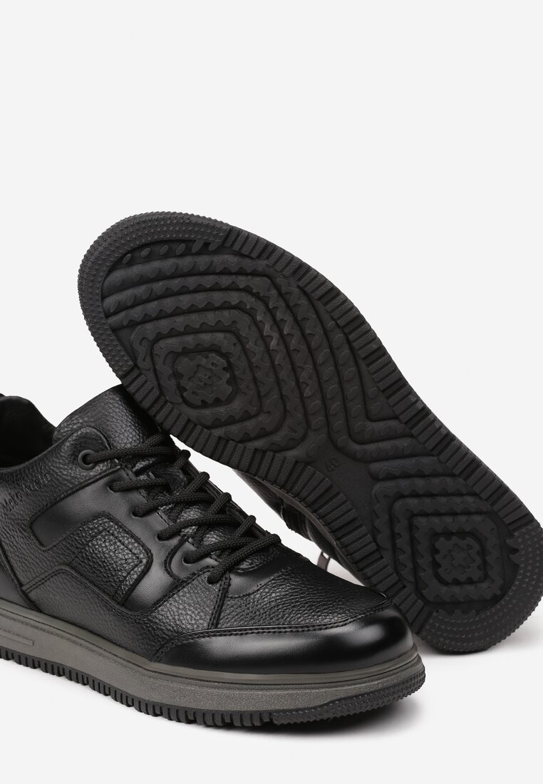 Czarne Płaskie Buty Sportowe Sneakersy z Napisem i Sznurowaniem Adelanise