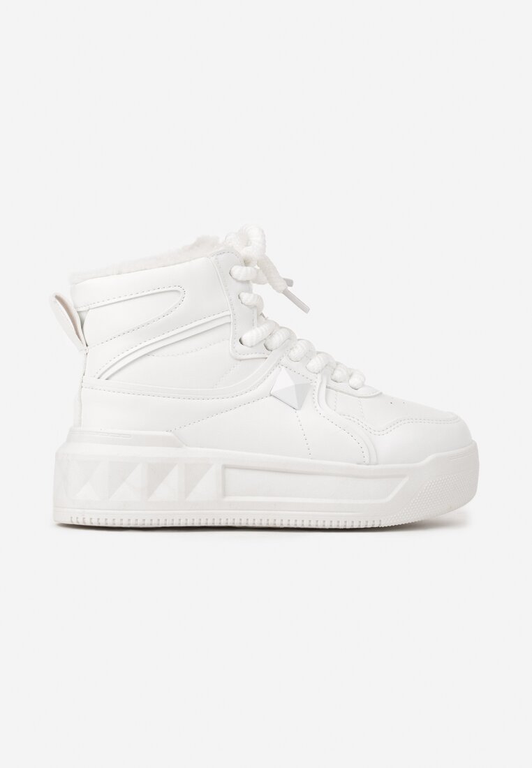 Białe Sneakersy za Kostkę z Futrzaną Wyściółką Emindria