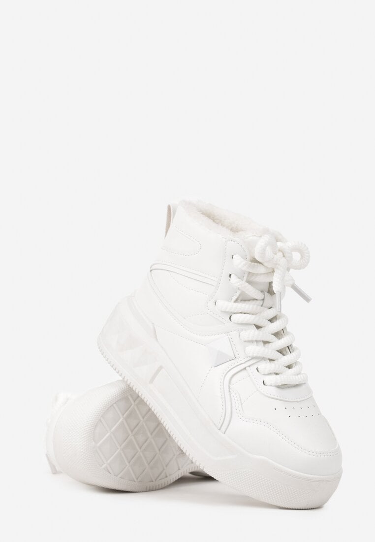 Białe Sneakersy za Kostkę z Futrzaną Wyściółką Emindria
