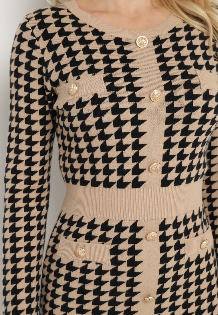 Rochie Bej cu negru