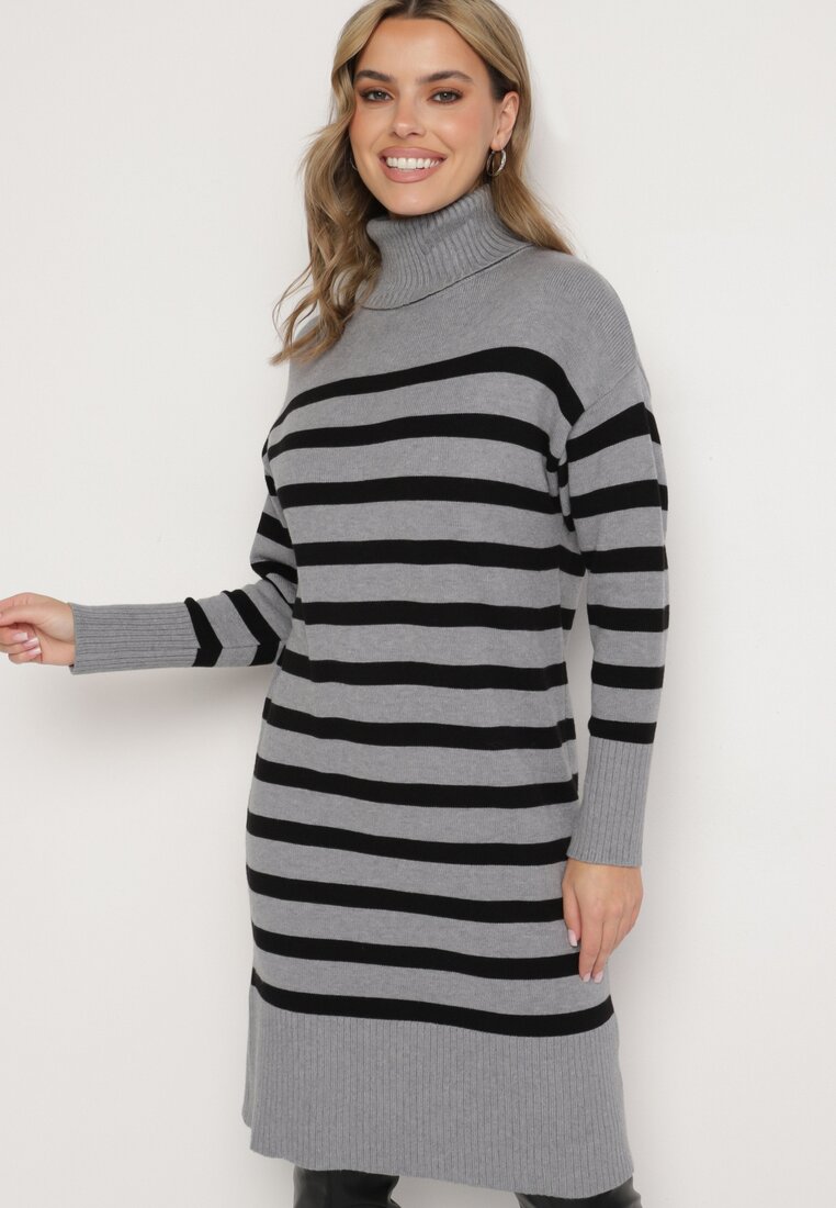 Rochie Gri cu negru