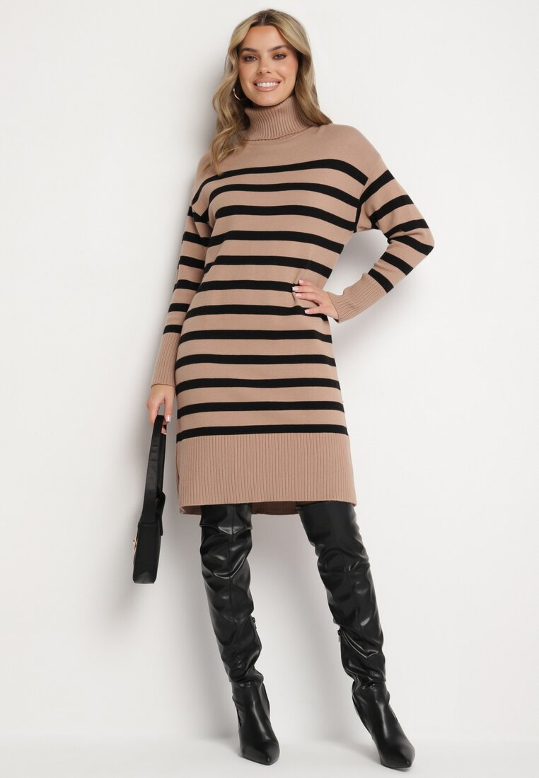 Rochie Bej cu negru