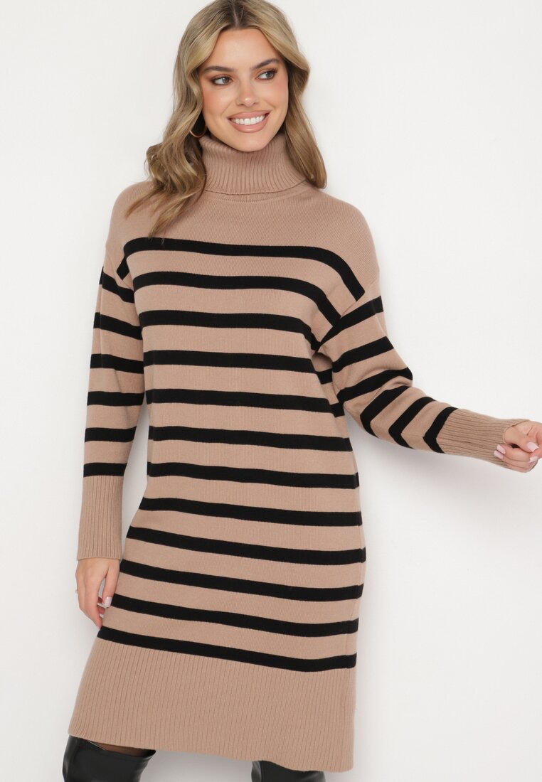 Rochie Bej cu negru