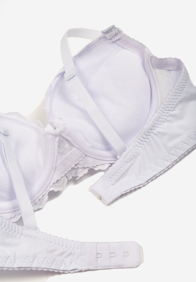 Biały Biustonosz Push Up Ozdobiony Koronką Temavessa
