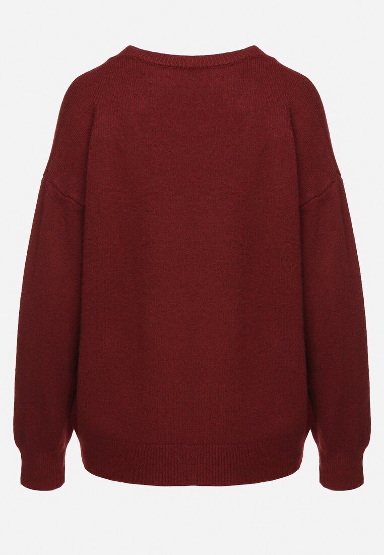 Bordowy Sweter z Bawełną Oversize Yorate