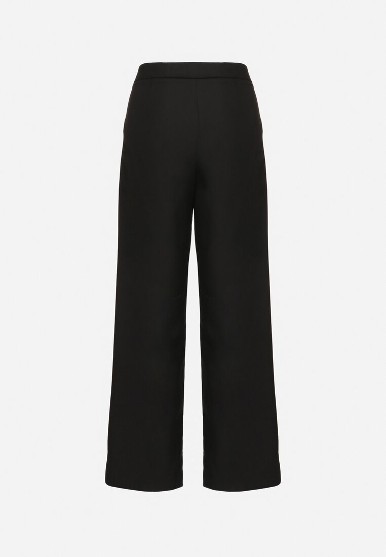 Czarne Szerokie Spodnie Garniturowe High Waist Nalinas